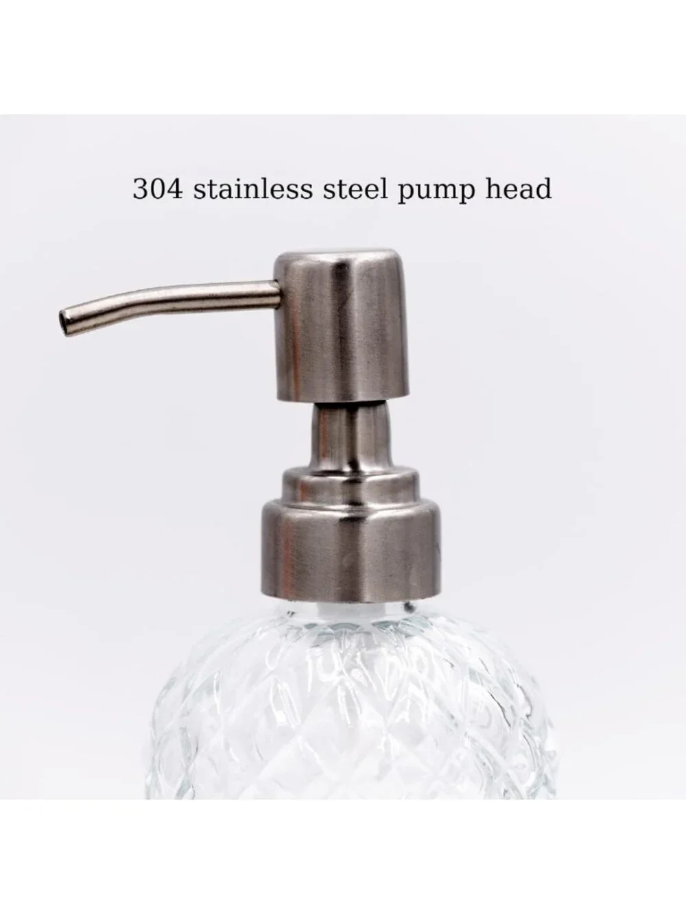 16 oz Clear Glass Soap Dispenser Set - Stylish Diamond Pattern, Rust-Resistant